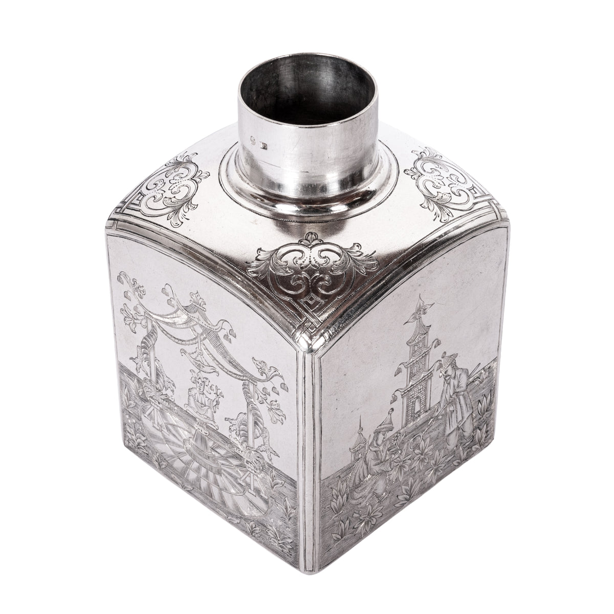 Antique Russian Imperial Silver Chinoiserie Tea Caddy Gustav Klingert Moscow 1894