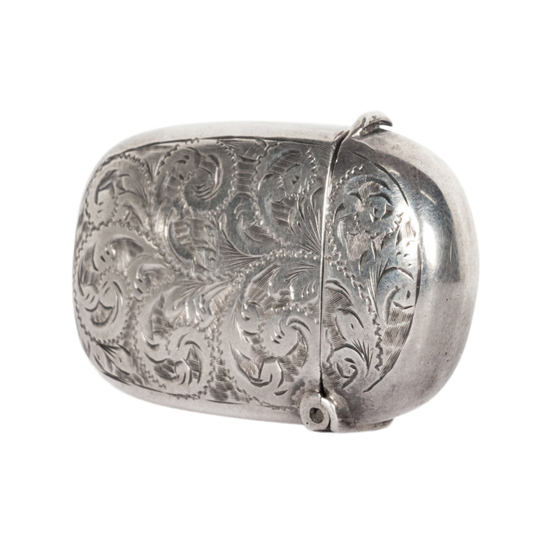 Antique Sterling Silver Miniature Engraved Vesta Match Case Birmingham 1886