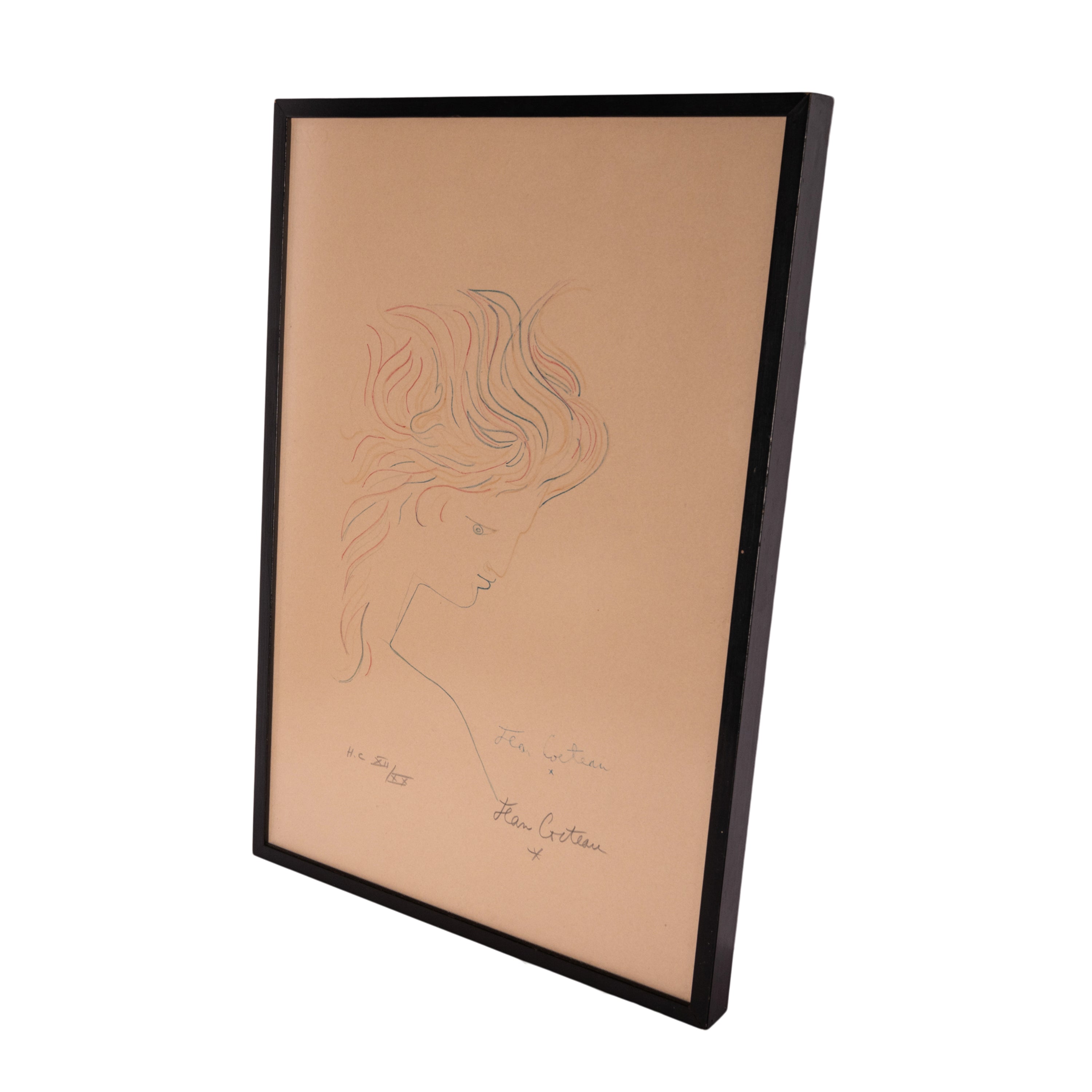 Surrealist Tete en Profil Lithograph in Color Young Womans