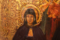 Antique 18th Century Russian Orthodox Egg Tempera Gilded Icon Saint Nilus 1750