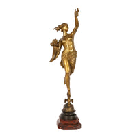 Antique French Gilt Bronze Marble Statue Sculpture of Fortuna By Louis G Fulconis