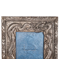 Antique Japanese Meiji Solid Silver Repousse Dragon Photo Picture Frame 1900