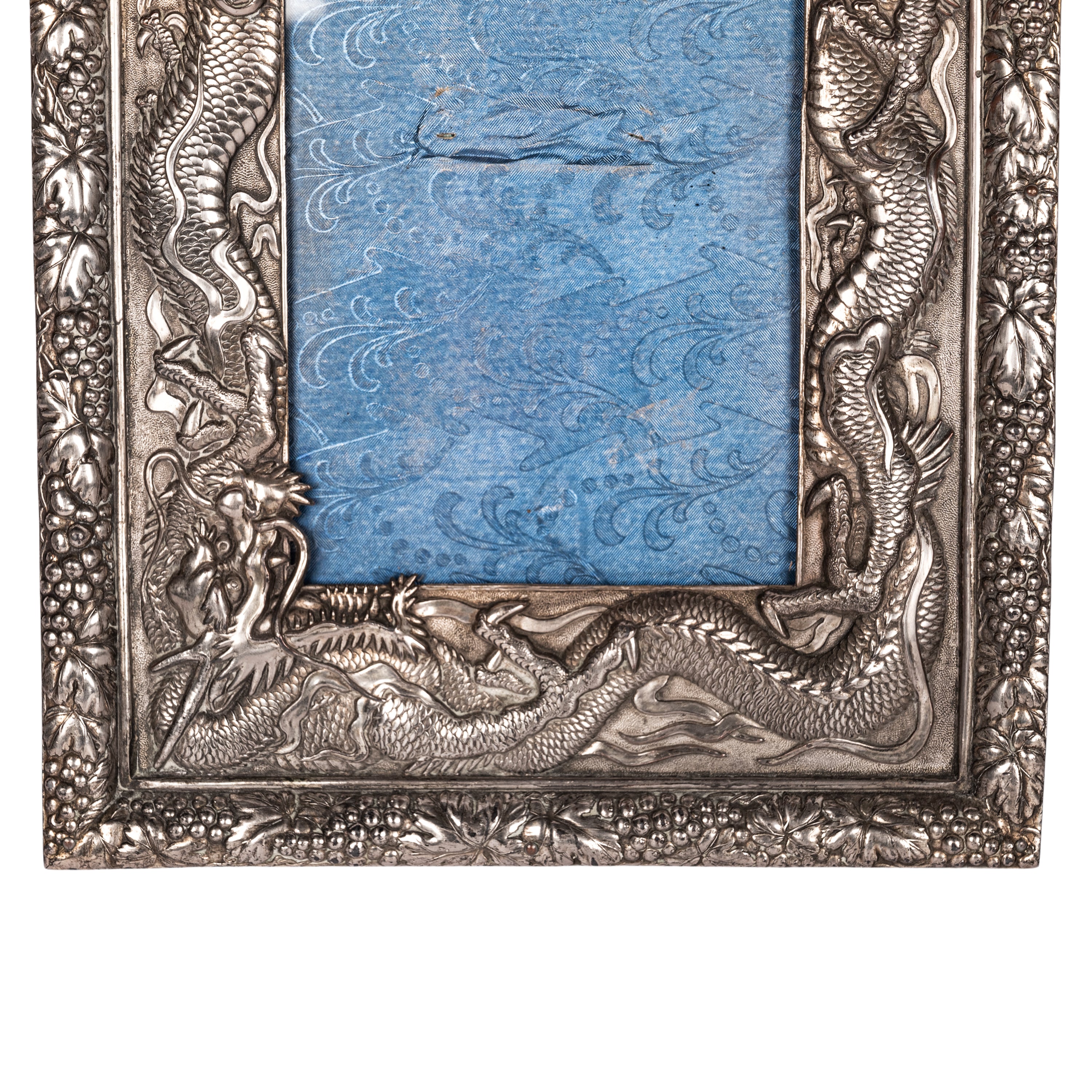 Antique Japanese Meiji Solid Silver Repousse Dragon Photo