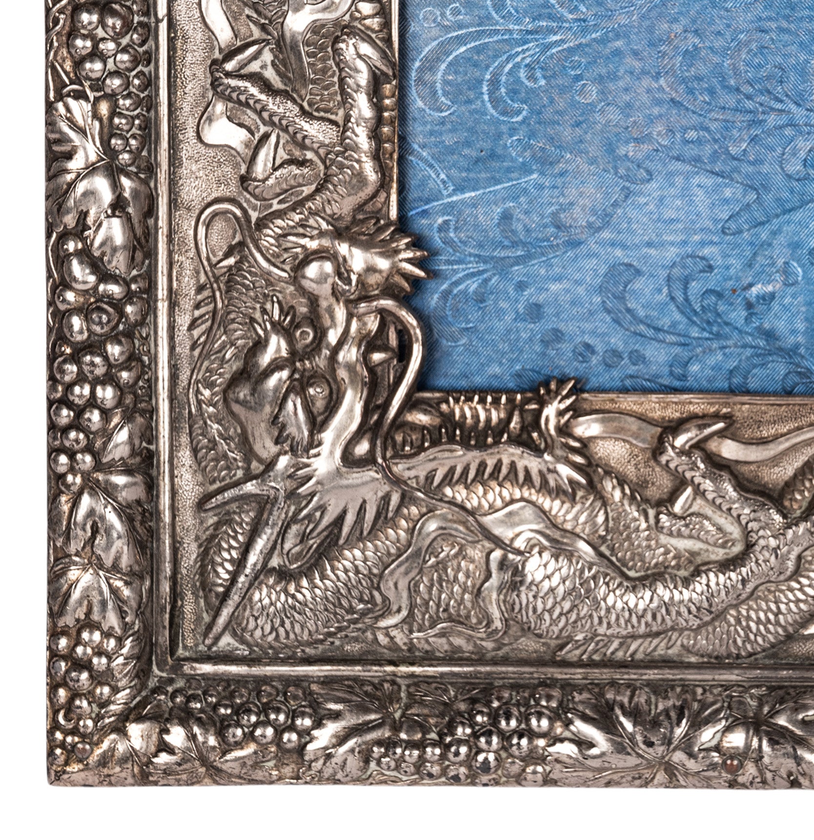 Antique Japanese Meiji Solid Silver Repousse Dragon Photo