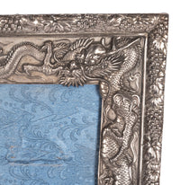 Antique Japanese Meiji Solid Silver Repousse Dragon Photo Picture Frame 1900