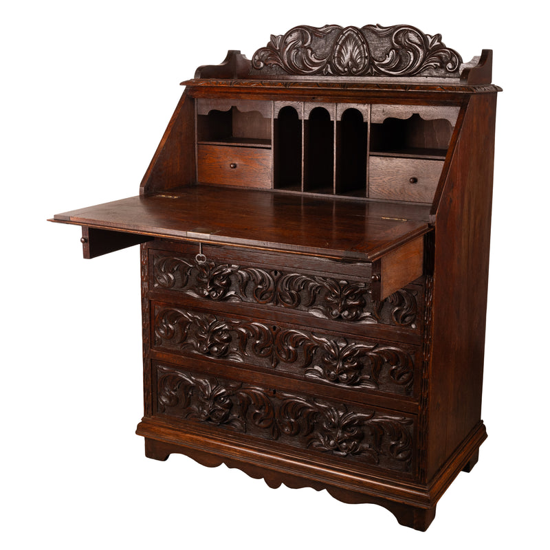Antique Carved Oak Scottish Arts & Crafts Green Man Desk Bureau Dresse – BLOOMSBURY FINE ART & ANTIQUES