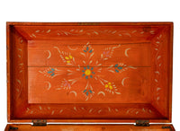 Antique Early 19C Swedish Hand Painted Pine Coffer Folk Art Blanket Dowry Chest