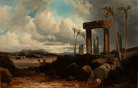 Antique 19th Century Large Oil on Canvas Painting Orientalist Palmyra Syria 1880 by Clarence Henry Roe