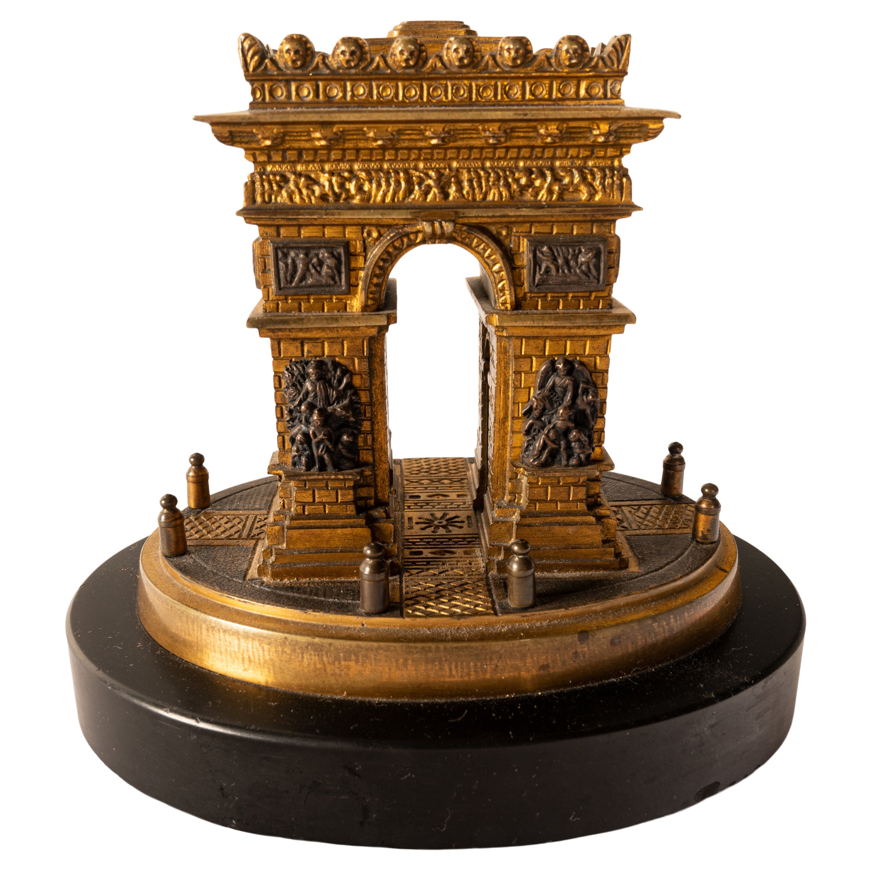 Antique French Grand Tour Gilt Bronze Architectural Model Arc de