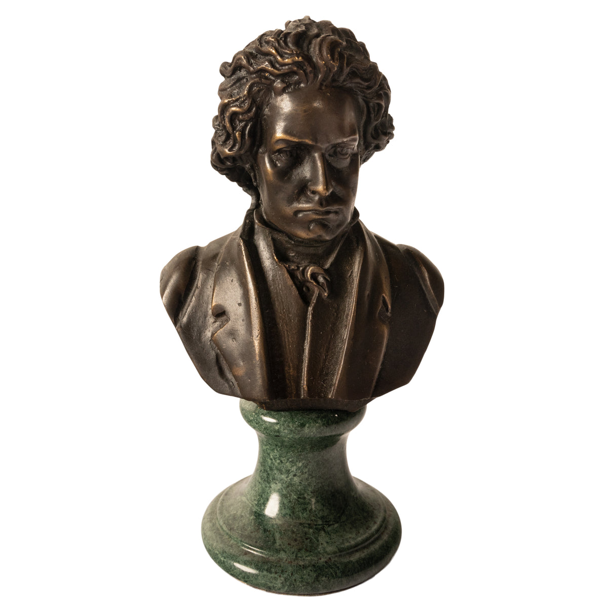 Antique French Cast Bronze Marble Sculpture Ludwig van Beethoven Bust 1890