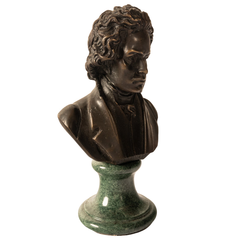 Antique French Cast Bronze Marble Sculpture Ludwig van Beethoven Bust 1890