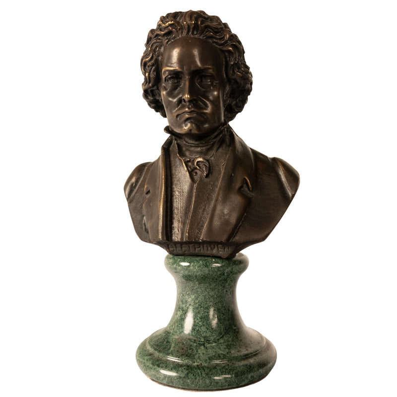 Antique French Cast Bronze Marble Sculpture Ludwig van Beethoven Bust 1890