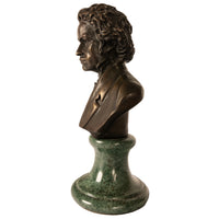 Antique French Cast Bronze Marble Sculpture Ludwig van Beethoven Bust 1890