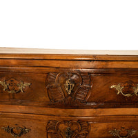 Antique French Regence Carved Walnut Provincial 3 Drawer Commode Chest Lyon 1730