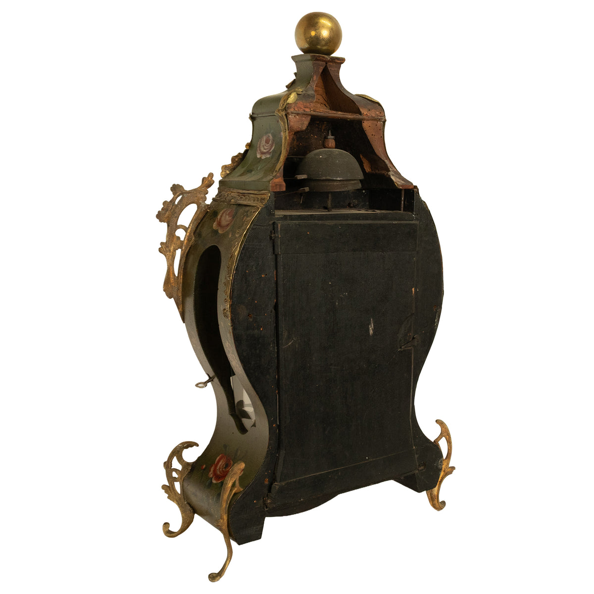 Antique 18th Century French Louis XV Painted & Ormolu Vernis Martin Cartel Clock 1750