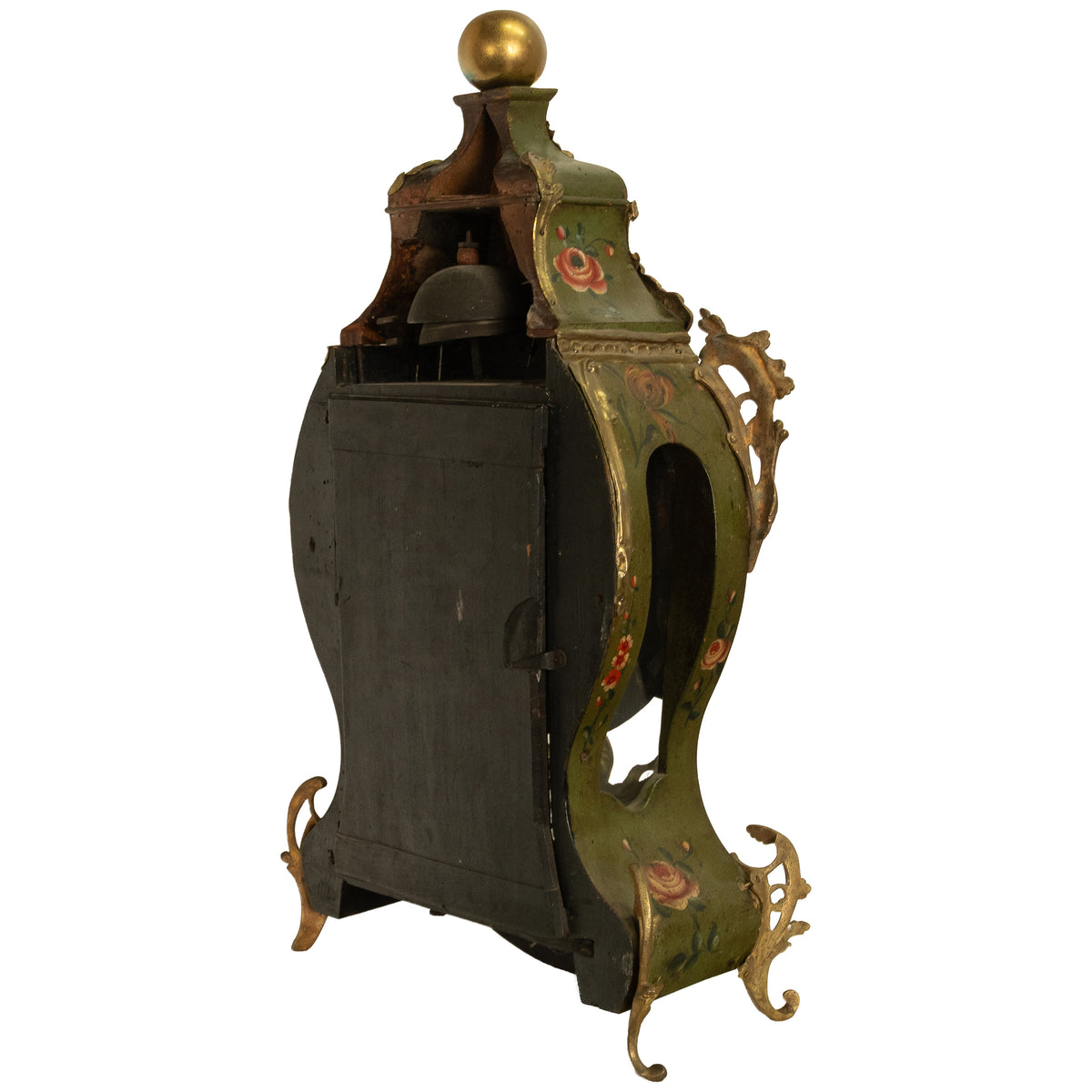 Antique 18th Century French Louis XV Painted & Ormolu Vernis Martin Cartel Clock 1750