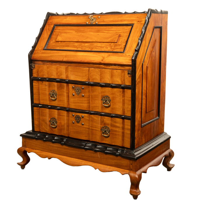Antique 18th Century VOC Dutch Colonial Padouk Ebony Secretary Desk Bureau 1730