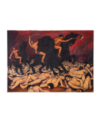 Oil Painting Puerto Rican Outsider Latin American Art "Horsemen of Apocalypse" by Juan De Prey, 1932