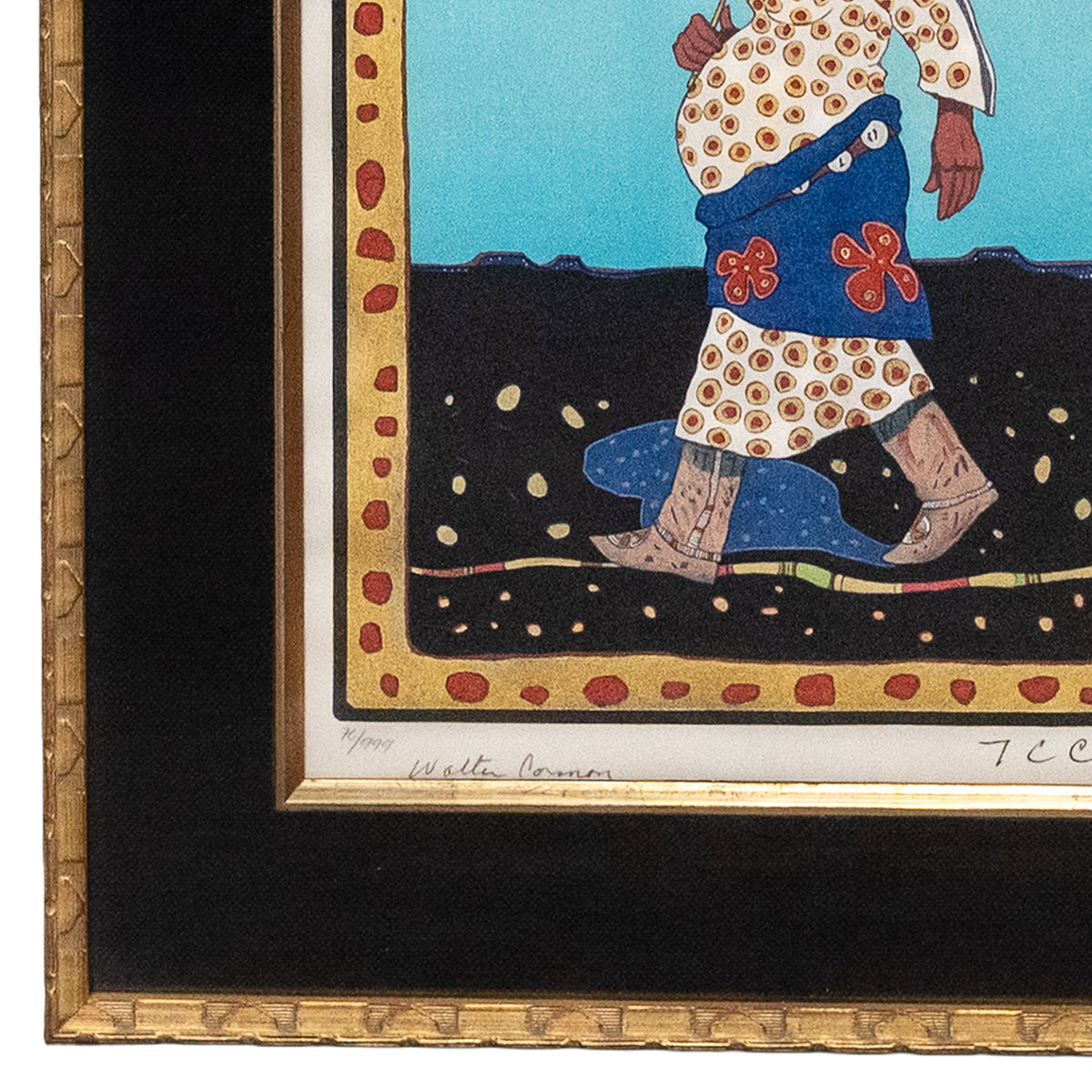Native American Kiowa/Caddo Peoples Woodcut in Colors "New Indian Art" Pop Art