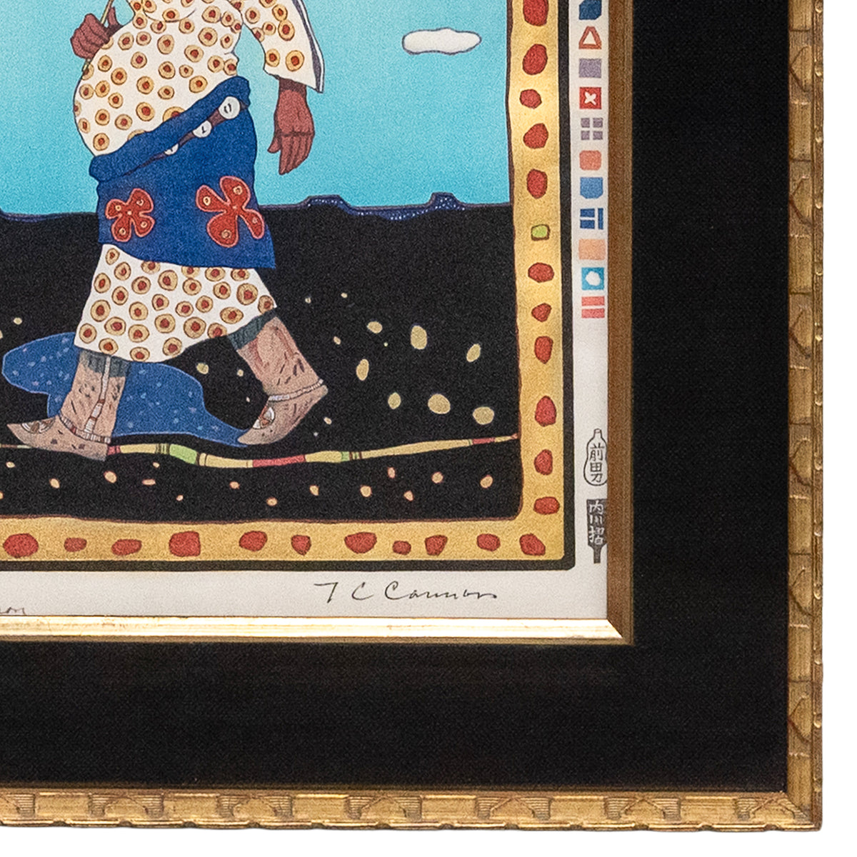Native American Kiowa/Caddo Peoples Woodcut in Colors "New Indian Art" Pop Art