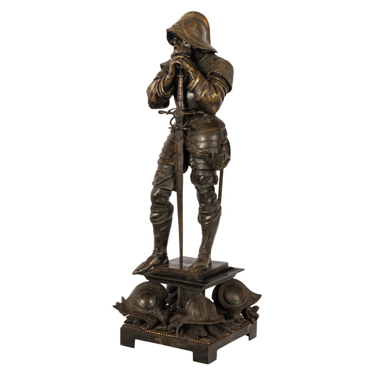 Antique Pair of French Neo-Renaissance Bronze Soldier Statues Sculptures by Jean-Francois-Theodore Gechter 1840