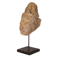 Ancient Gandharan Carved Stucco Greco Buddhist Bodhisattva Head Bust 400-500 CE