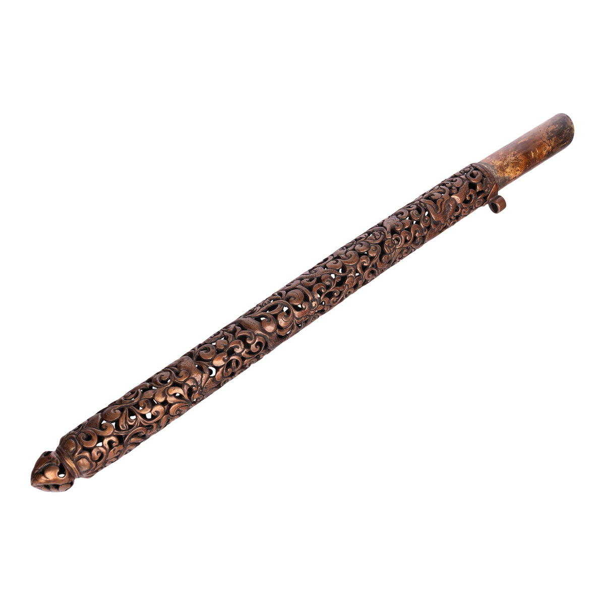 Antique 18th Century Tibetan Buddhist Gilded Iron Lama's Pen Case Derge 1700