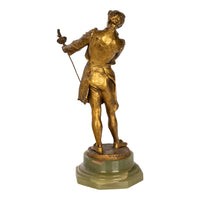 Antique French Polish Gilt Bronze Statue Sculpture Figure Sword Bladesmith By  Henryk II Kossowski  1890