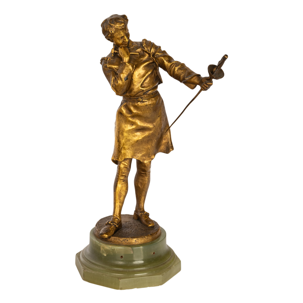 Antique French Polish Gilt Bronze Statue Sculpture Figure Sword Bladesmith By  Henryk II Kossowski  1890