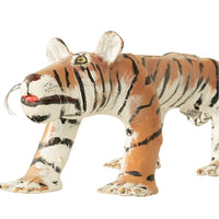 African American Folk Art Hand-Carved Wooden Hand-Painted Tiger Sculpture by Isaac Smith, 1980
