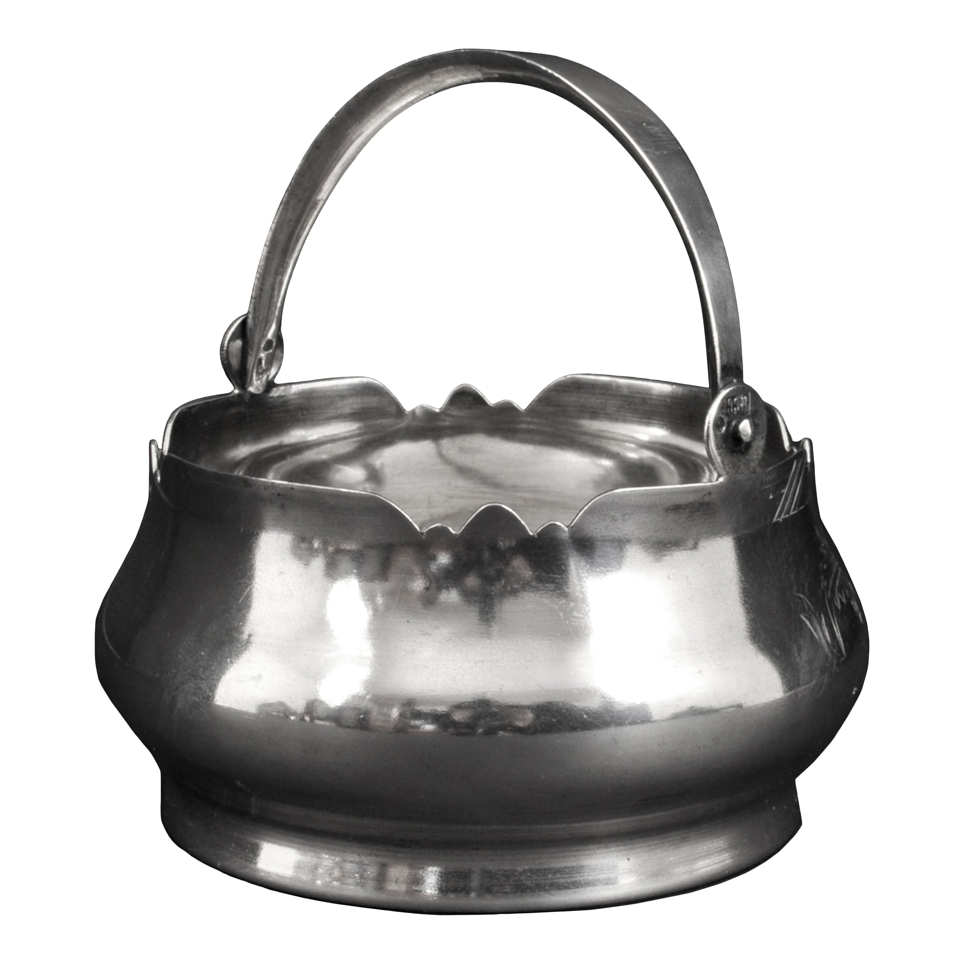 20世紀初 イギリス製銀メッキ壺 Antique Russian Imperial Silver Swing Handle BonBon Basket