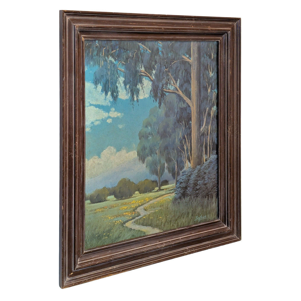 Antique American Impressionist Pastel Landscape Painting Alameda California by Edwin C. Siegfried, 1930
