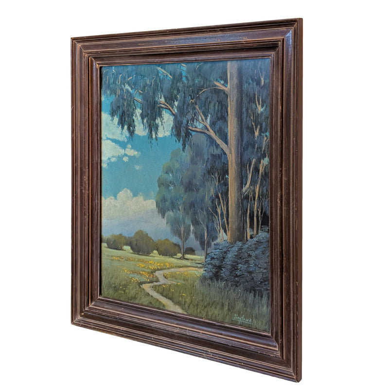 Antique American Impressionist Pastel Landscape Painting Alameda California by Edwin C. Siegfried, 1930