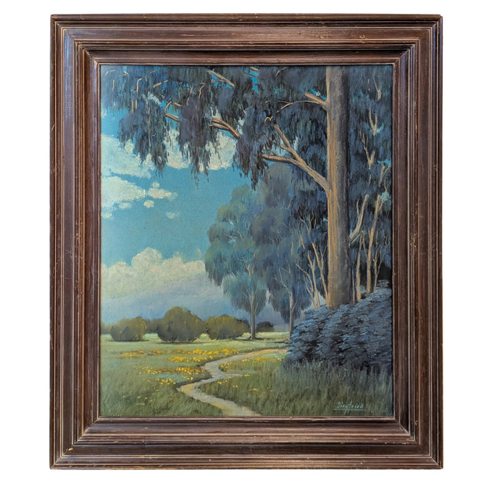 Antique American Impressionist Pastel Landscape Painting Alameda California by Edwin C. Siegfried, 1930