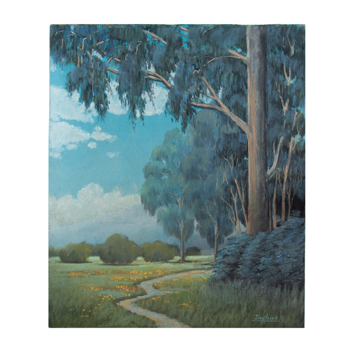 Antique American Impressionist Pastel Landscape Painting Alameda California by Edwin C. Siegfried, 1930