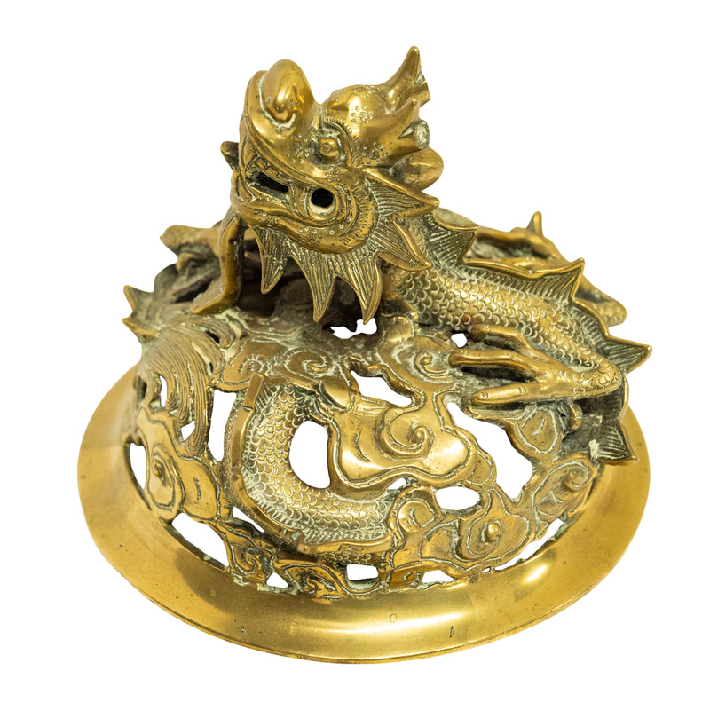 Antique Japanese Meiji Period Gilt Bronze Dragon Koro Censer incense Burner 1880