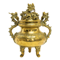 Antique Japanese Meiji Period Gilt Bronze Dragon Koro Censer incense Burner 1880