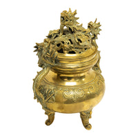 Antique Japanese Meiji Period Gilt Bronze Dragon Koro Censer incense Burner 1880