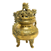 Antique Japanese Meiji Period Gilt Bronze Dragon Koro Censer incense Burner 1880