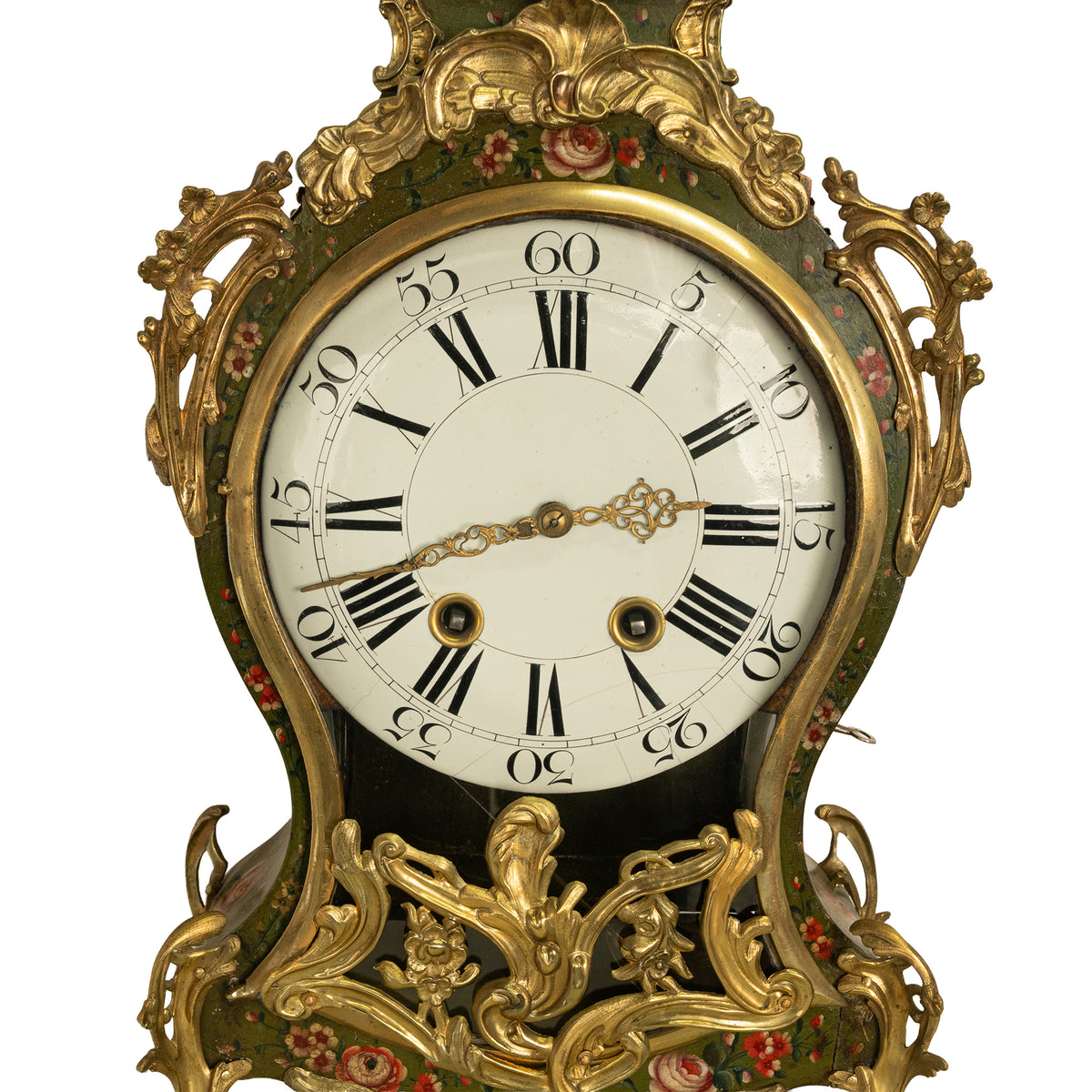Antique 18th Century French Louis XV Painted & Ormolu Vernis Martin Cartel Clock 1750