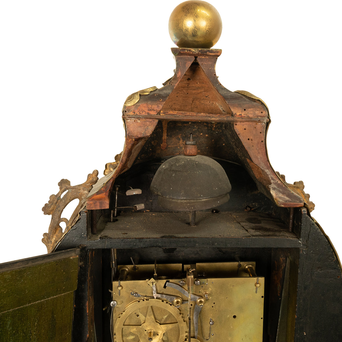 Antique 18th Century French Louis XV Painted & Ormolu Vernis Martin Cartel Clock 1750