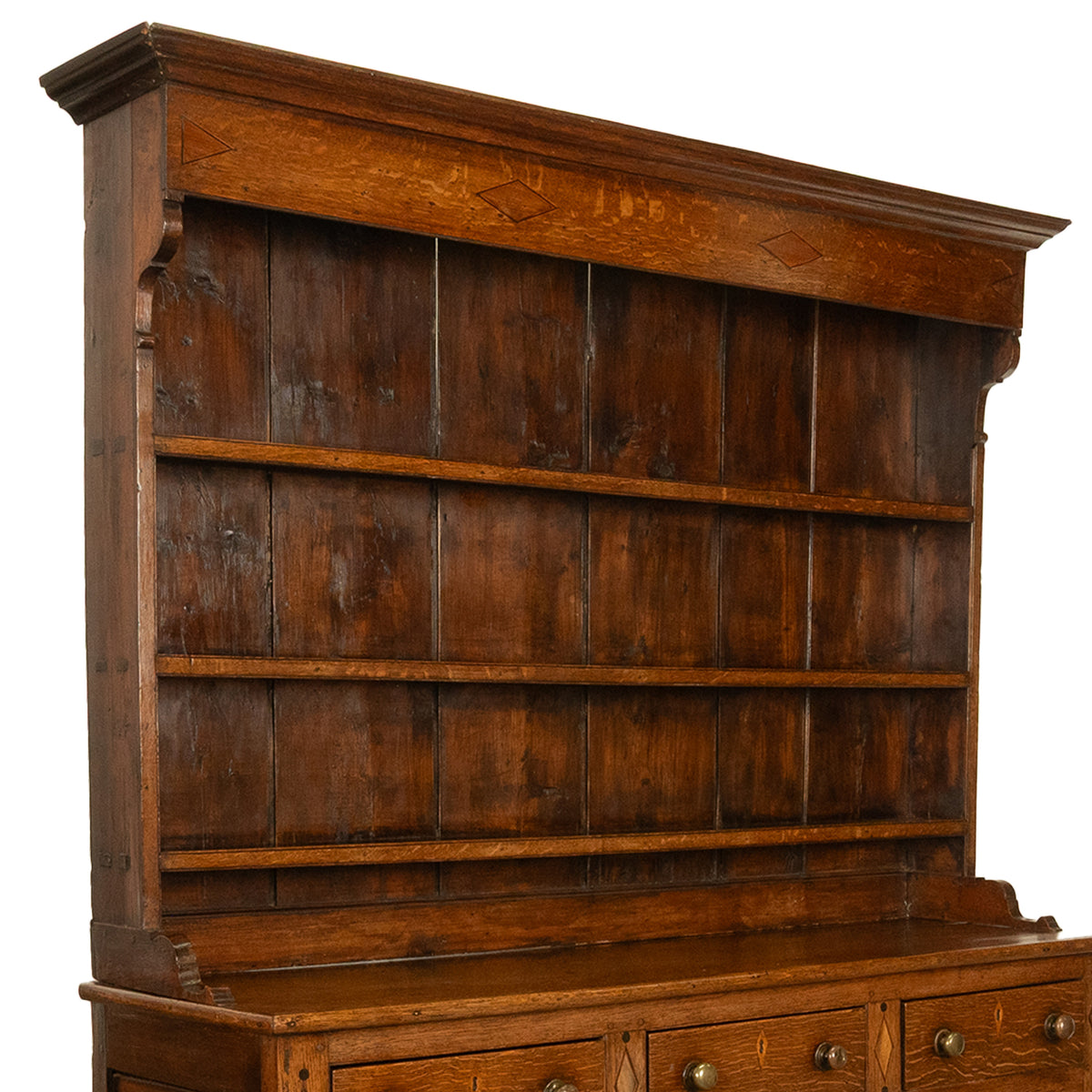 Antique 18th Century Georgian Oak Inlaid Welsh Dresser Plate Rack Sideboard 1780