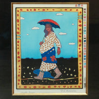 Native American Kiowa/Caddo Peoples Woodcut in Colors "New Indian Art" Pop Art