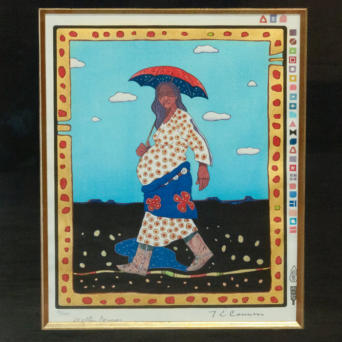 Native American Kiowa/Caddo Peoples Woodcut in Colors "New Indian Art" Pop Art