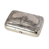 Antique Imperial Russian Engraved 84 Silver Niello Tobacco Case Box Moscow 1886