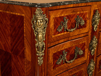 Antique 18thC French Louis XV Ormolu Inlaid Kingwood Marble Commode Chest 1780
