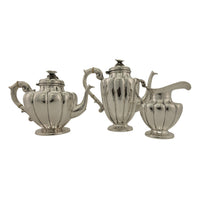 Fine Antique Art Deco Sterling Silver L. Maciel Mexican 3 Piece Tea & Coffee Set 1935 2834 grams.