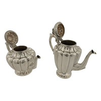 Fine Antique Art Deco Sterling Silver L. Maciel Mexican 3 Piece Tea & Coffee Set 1935 2834 grams.