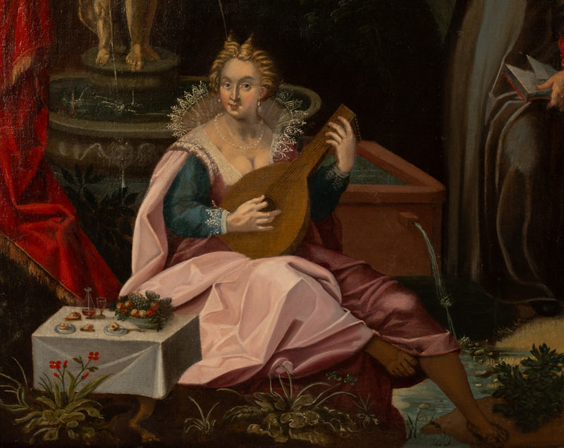 16th Century German Renaissance Allegorical Oil Painting Sexual Health Syphilis by Christoph Schwarz, Circa 1580
