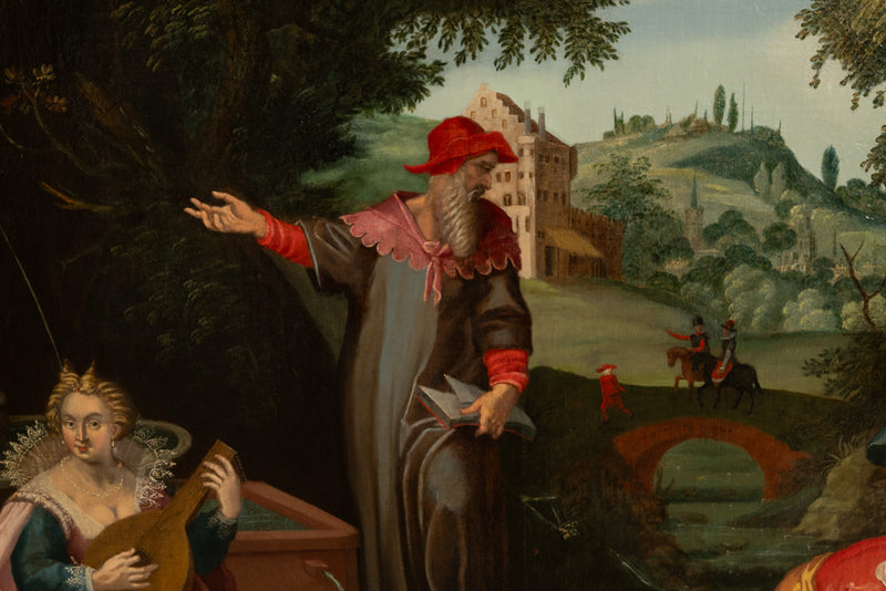16th Century German Renaissance Allegorical Oil Painting Sexual Health Syphilis by Christoph Schwarz, Circa 1580